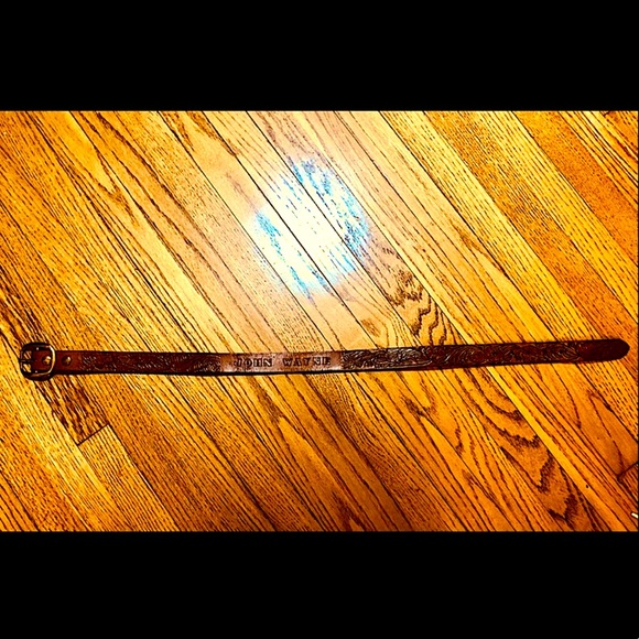 BROWN LEATHER TOOLED BELT ‘JOHN WAYNE’ SIZE 30” UNISEX VINTAGE HANDMADE HANDCRAF - Picture 11 of 11